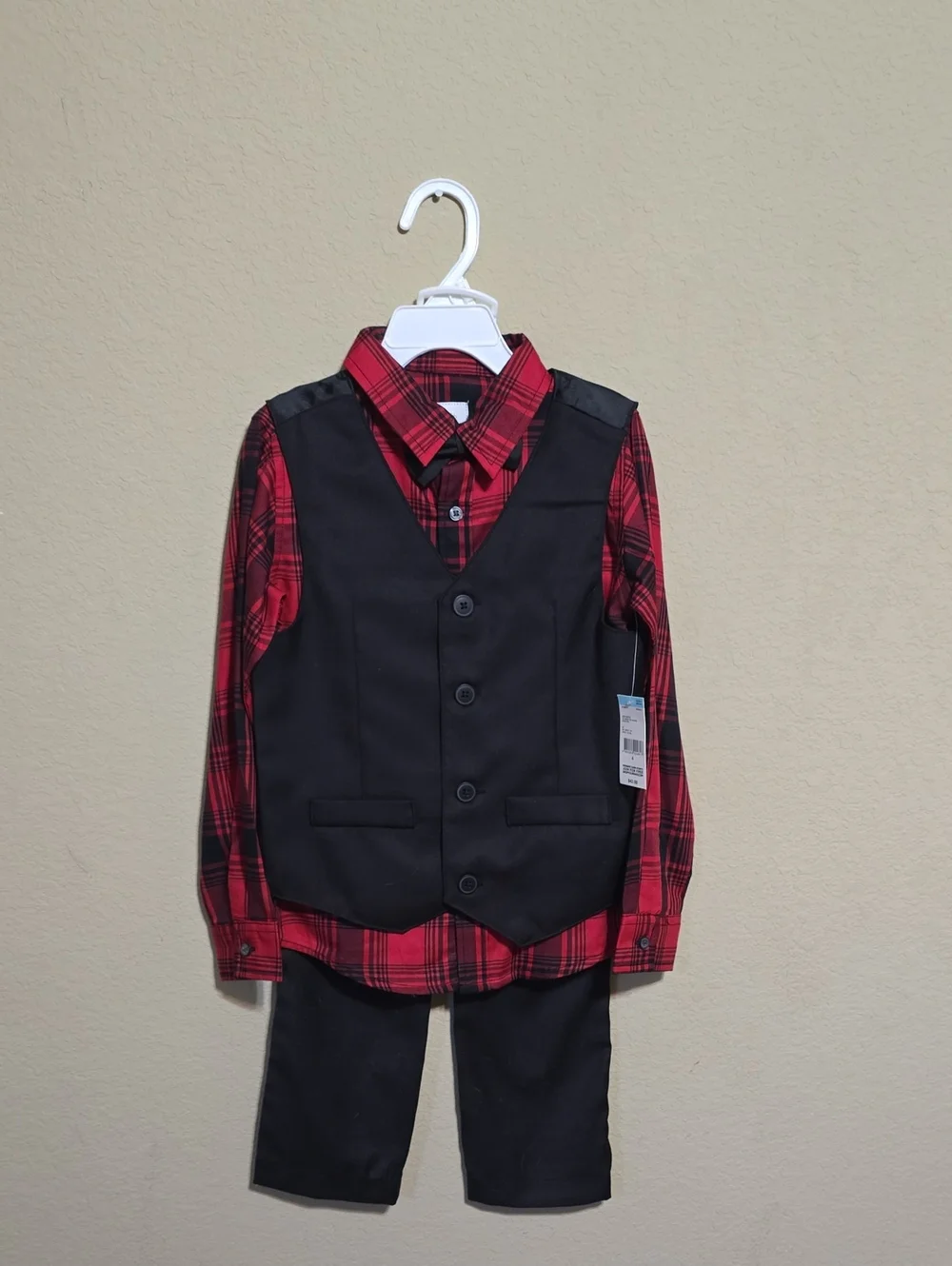 Sears Boys Black Vest with Tango Red Accents Dress Set